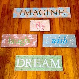 Pottery Barn Kids painted wood wall plaques